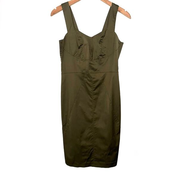 D. Exterior Made in Italy Olive Green Sheath Dress Size XS - Picture 1 of 14